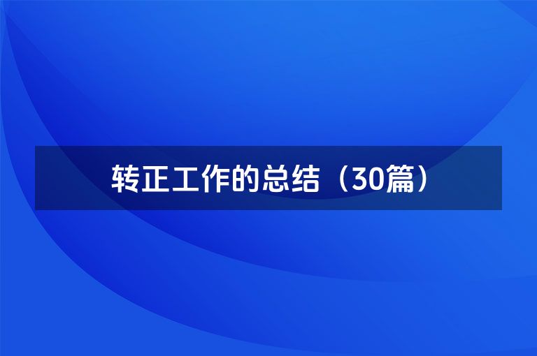 转正工作的总结（30篇）