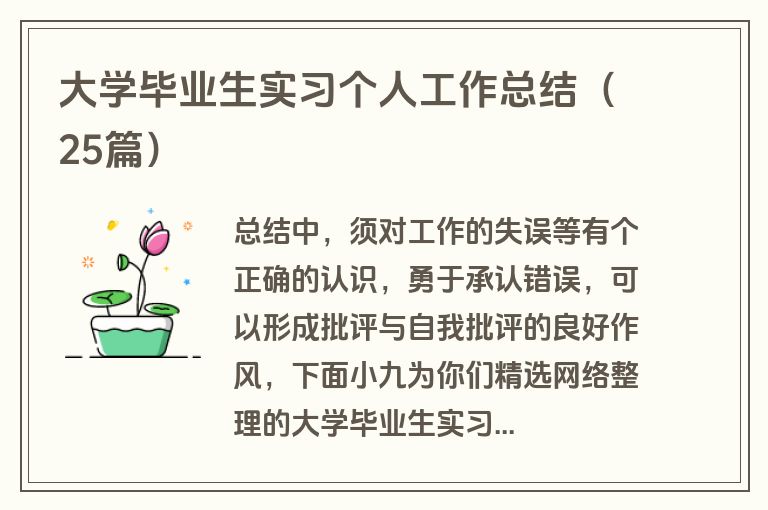大学毕业生实习个人工作总结（25篇）