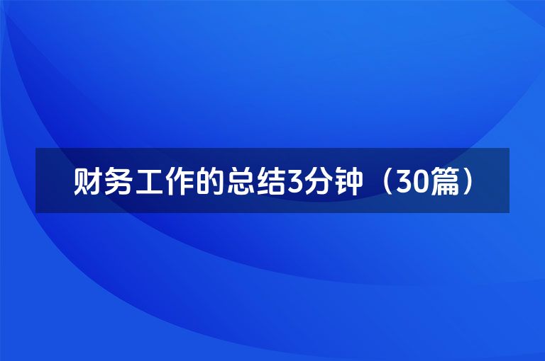 财务工作的总结3分钟（30篇）
