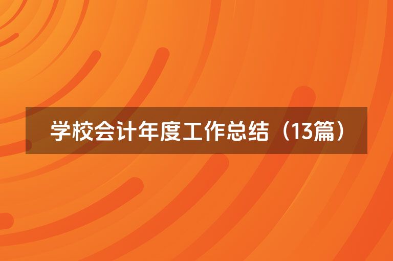 学校会计年度工作总结（13篇）