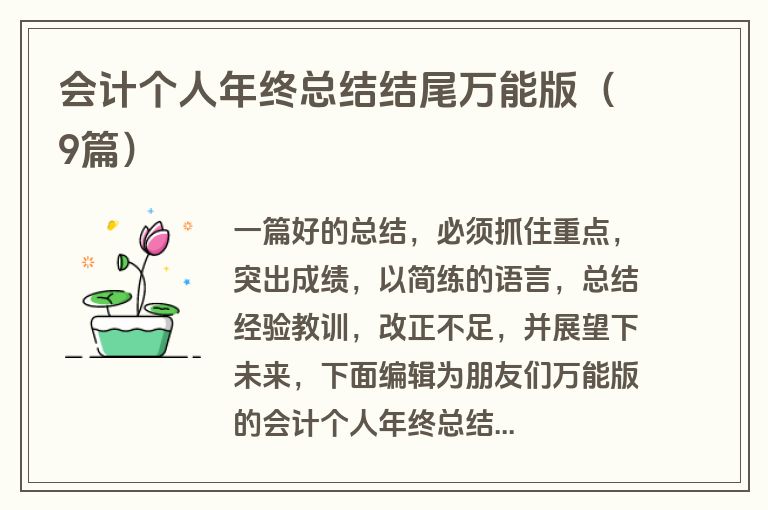 会计个人年终总结结尾万能版（9篇）