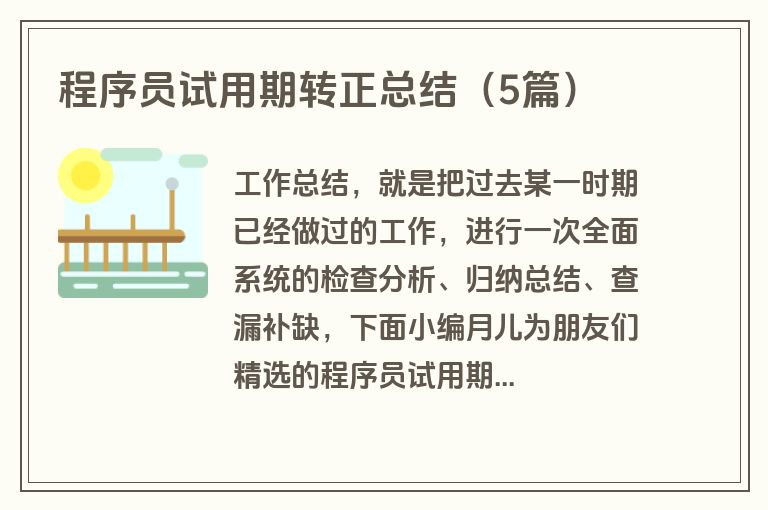程序员试用期转正总结（5篇）