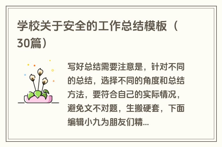 学校关于安全的工作总结模板（30篇）