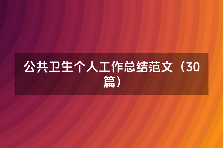 公共卫生个人工作总结范文(30篇)