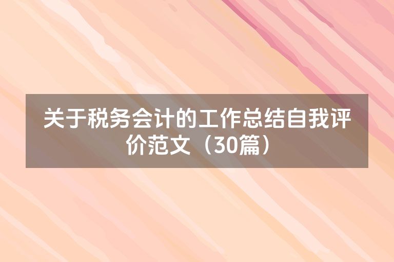 关于税务会计的工作总结自我评价范文（30篇）