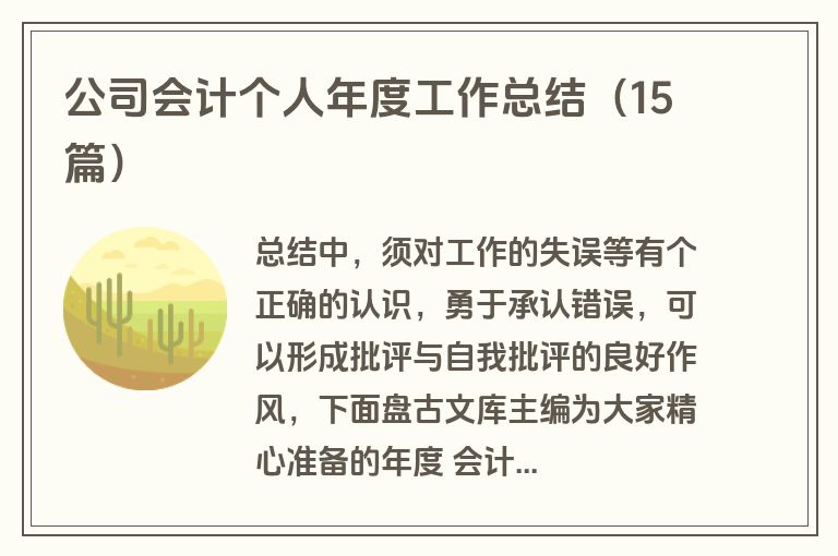 公司会计个人年度工作总结（15篇）
