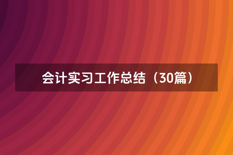 会计实习工作总结（30篇）