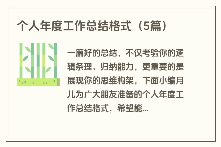 个人年度工作总结格式（5篇）