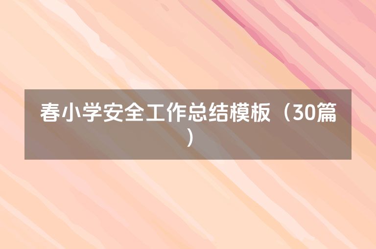 春小学安全工作总结模板（30篇）