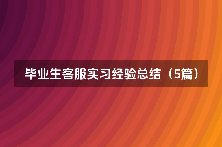 毕业生客服实习经验总结（5篇）