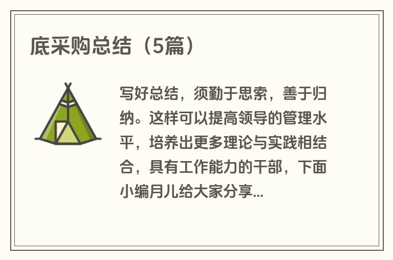 底采购总结（5篇）