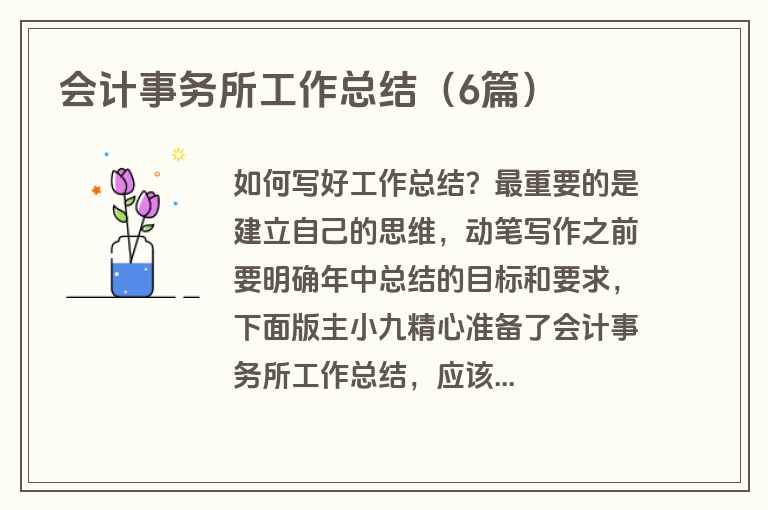 会计事务所工作总结（6篇）