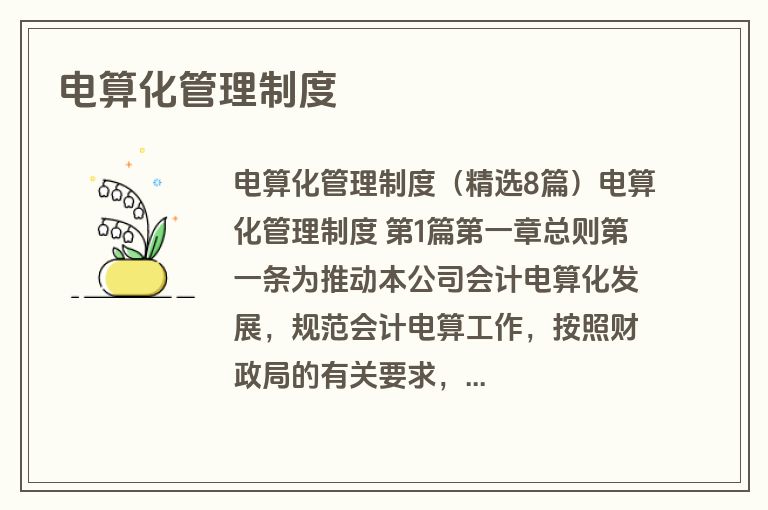 电算化管理制度