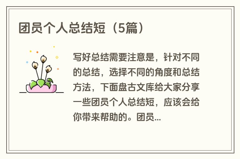 团员个人总结短（5篇）
