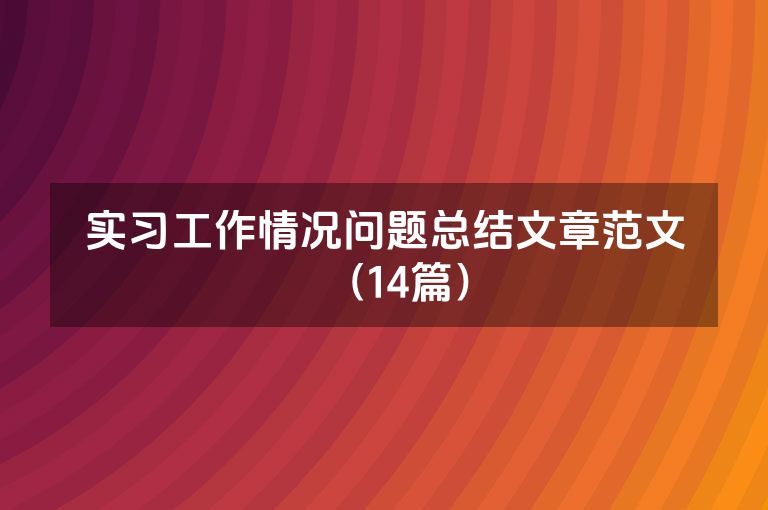 实习工作情况问题总结文章范文（14篇）