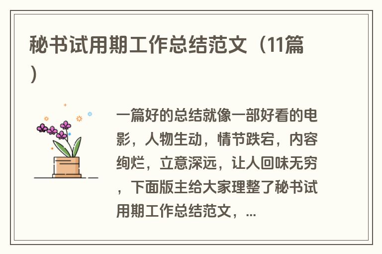 秘书试用期工作总结范文（11篇）