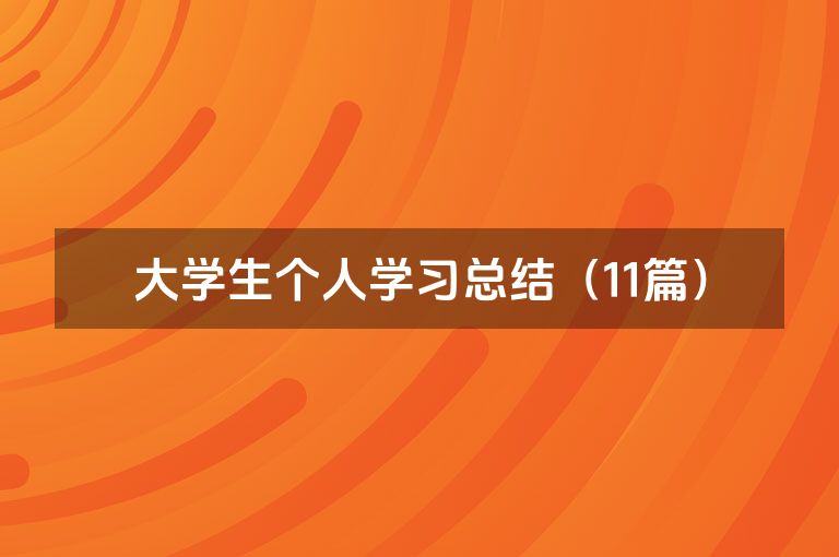 大学生个人学习总结（11篇）