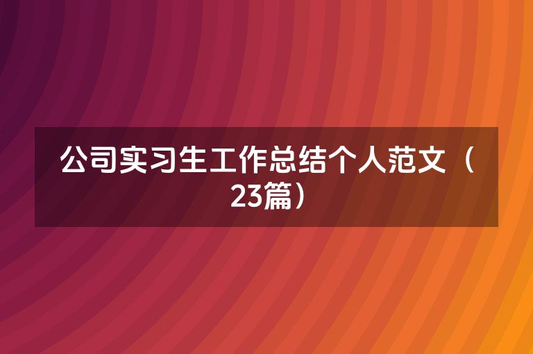 公司实习生工作总结个人范文（23篇）
