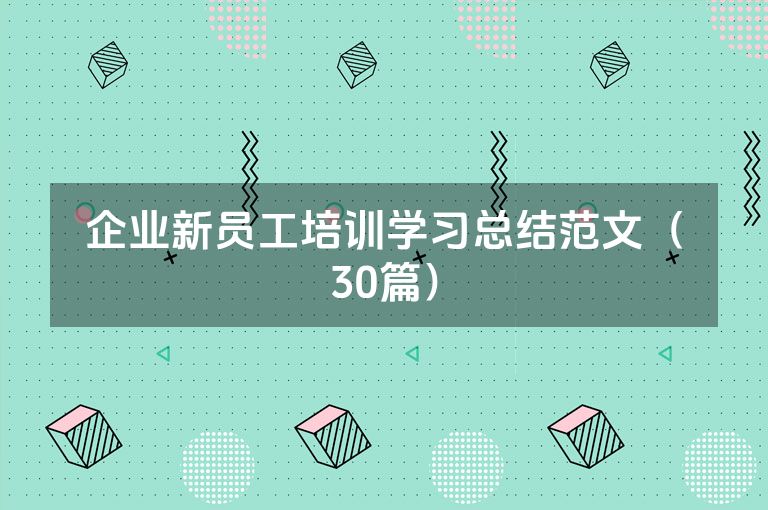 企业新员工培训学习总结范文（30篇）