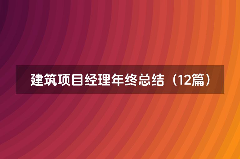 建筑项目经理年终总结（12篇）