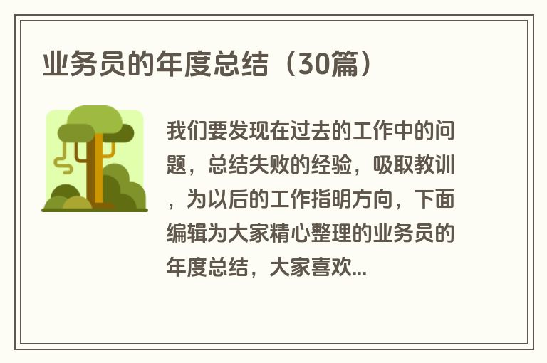 业务员的年度总结（30篇）