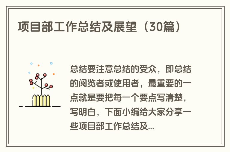 项目部工作总结及展望（30篇）