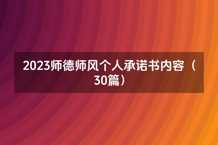 2023师德师风个人承诺书内容（30篇）