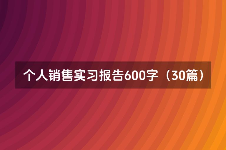 个人销售实习报告600字（30篇）