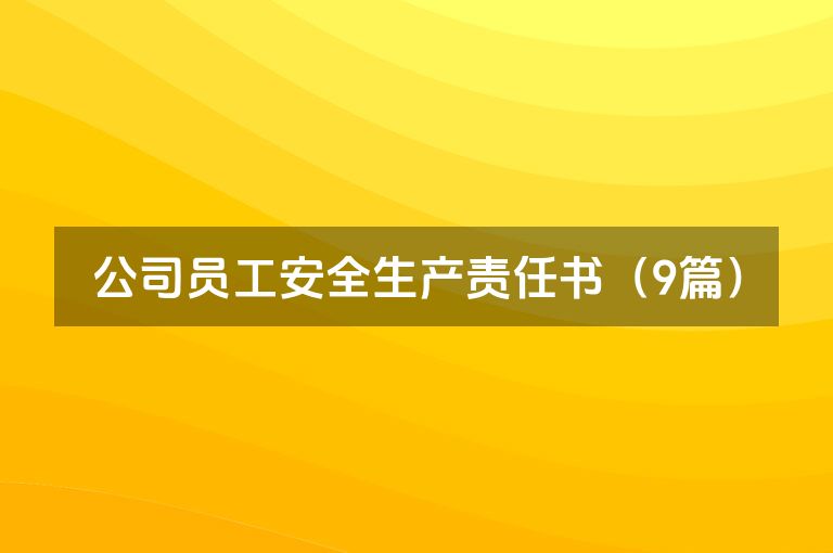 公司员工安全生产责任书（9篇）
