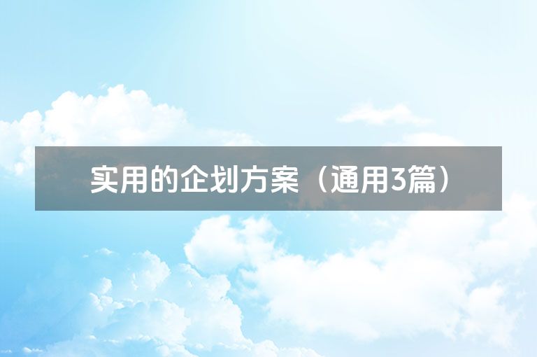 实用的企划方案（通用3篇）