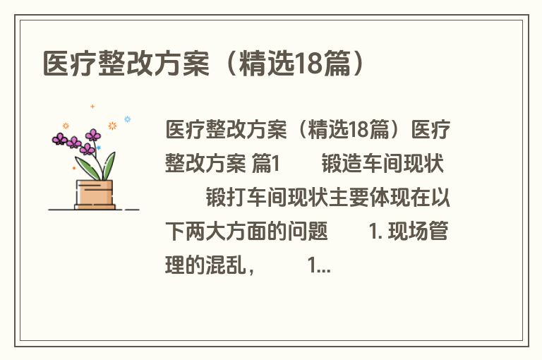 医疗整改方案（精选18篇）