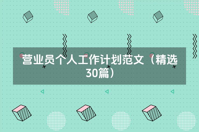 营业员个人工作计划范文（精选30篇）