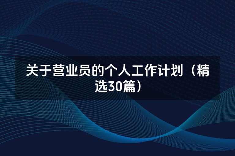 关于营业员的个人工作计划（精选30篇）