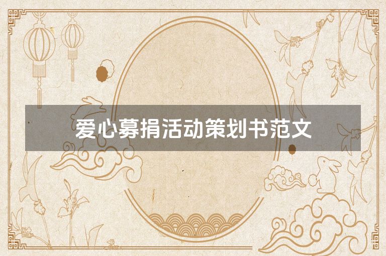 爱心募捐活动策划书范文