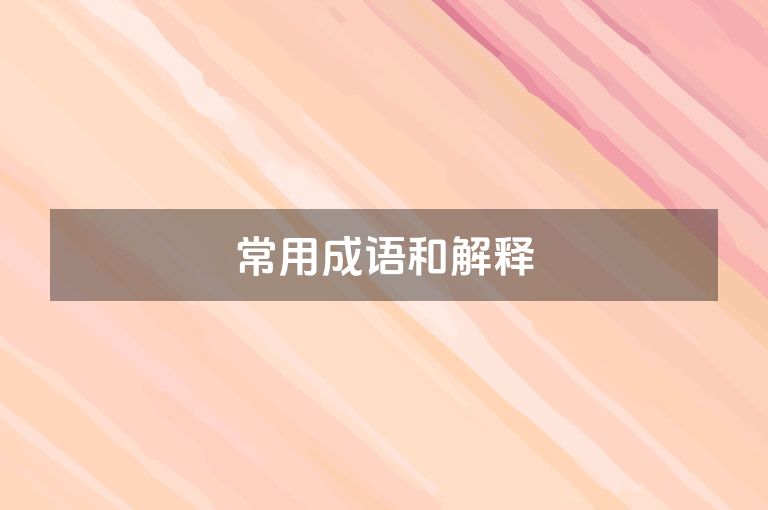 常用成语和解释